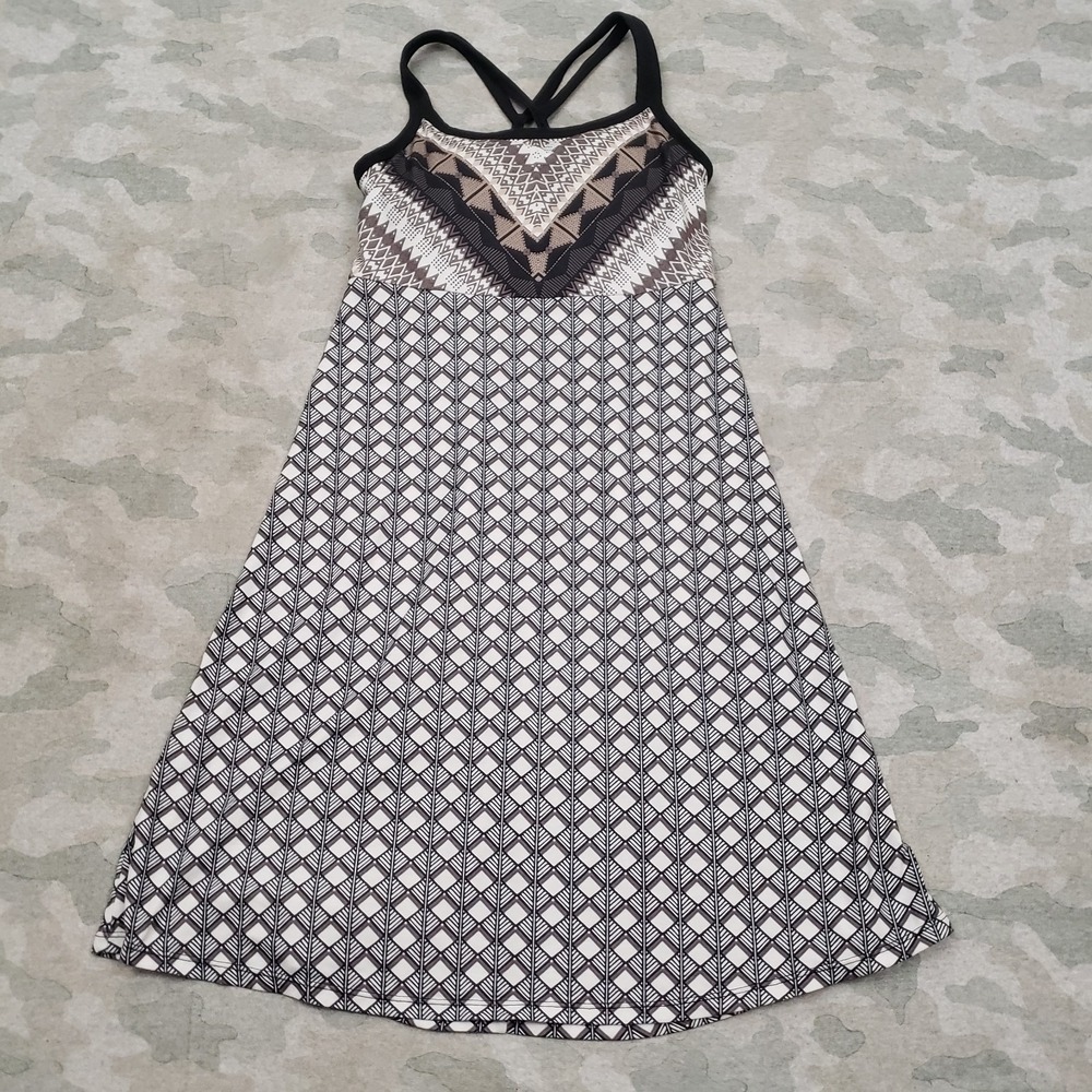 Prana Dress Womens XS Brown Pullover Sleeveless Geo Print